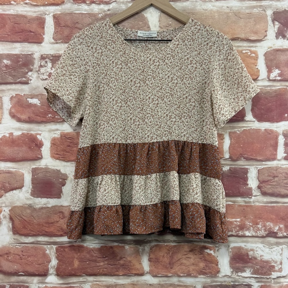 Anthropologie Paper Crane Top Women's Small Ditsy Floral Cottage Prairie Shirt
